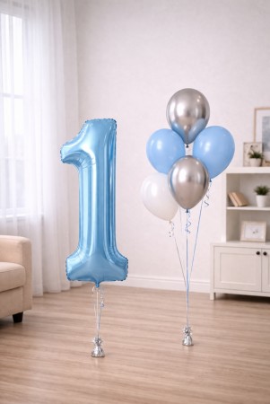 Ballongbukett med tallballong og 5 latexballonger