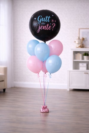 Gender reveal ballongbukett – gutt eller jente (7 ballonger)